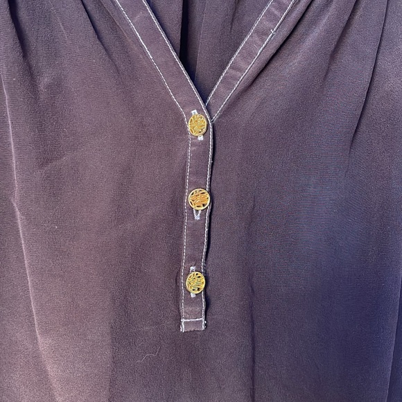 Lilly Pulitzer 100% Silk Brown XS Elsa Top Blouse - Picture 4 of 6